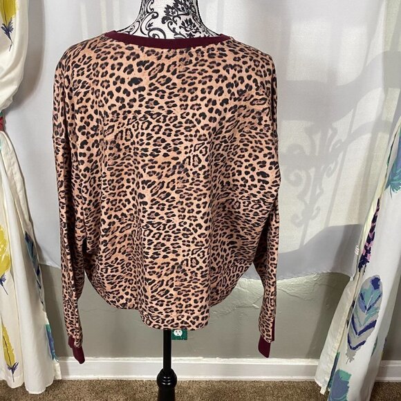 The Upside “Leopard Jane” Cotton Drawstring Hem Crewneck Sweatshirt Size L - Picture 8 of 10